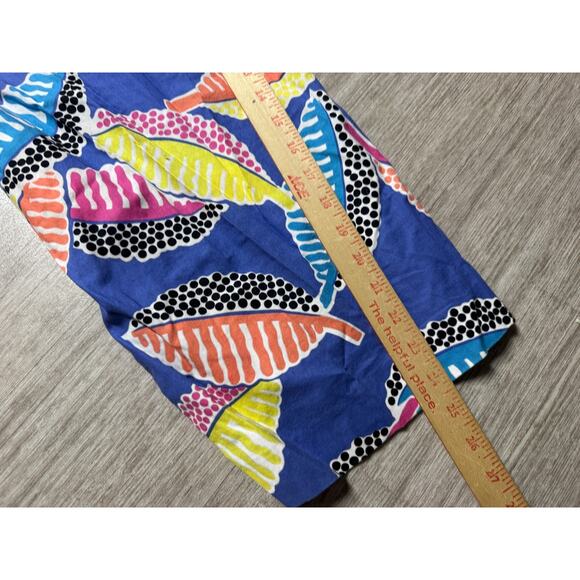 Vintage 80s Jeanne Marc Jumpsuit 4/5 P XS/S Cotton Knit Fall Leaves Pockets - Picture 9 of 10